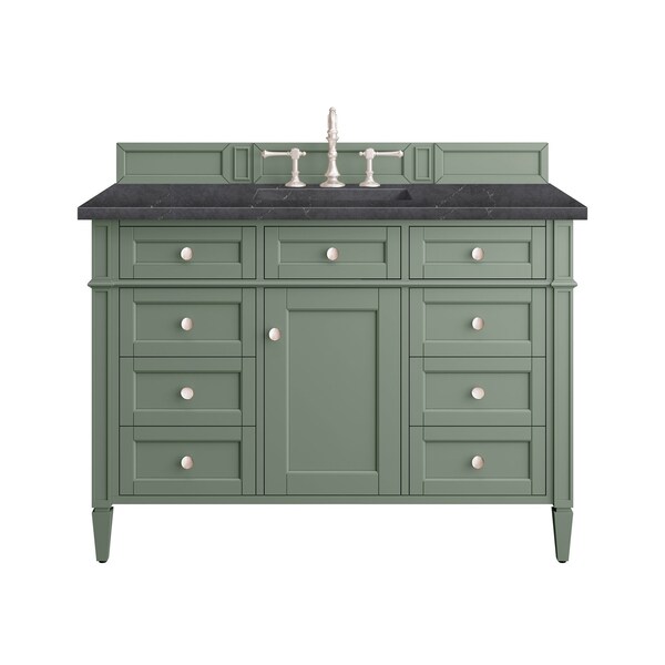 James Martin Vanities Brittany 48in Single Vanity, Smokey Celadon w/ 3 CM Charcoal Soapstone Top 650-V48-SC-3CSP - main